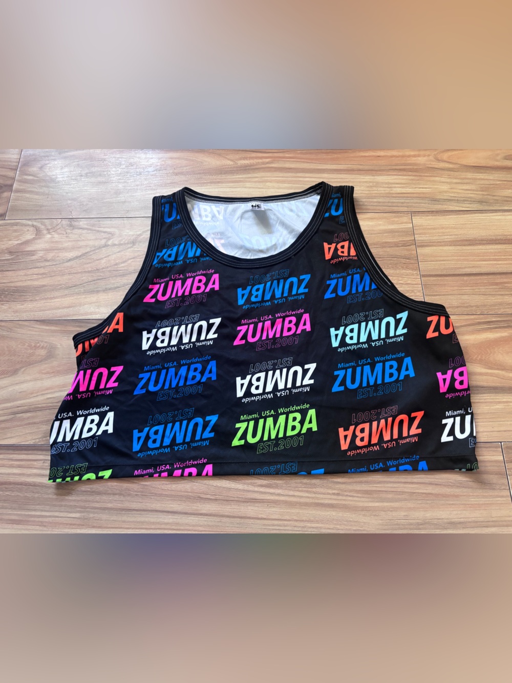 Zumba Fitness Black Crop Tank with Multicolor Logo Print xxl